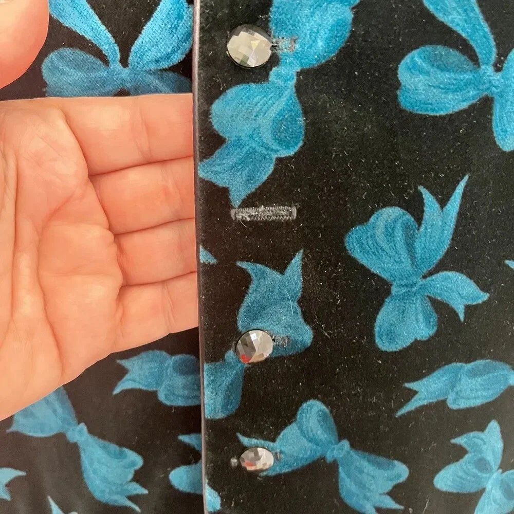 Vintage Lanz Originals Bows Velvet Dress Sz 12